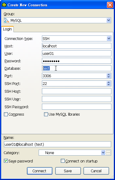 Toad for MySQL Freeware SSH Connect 03