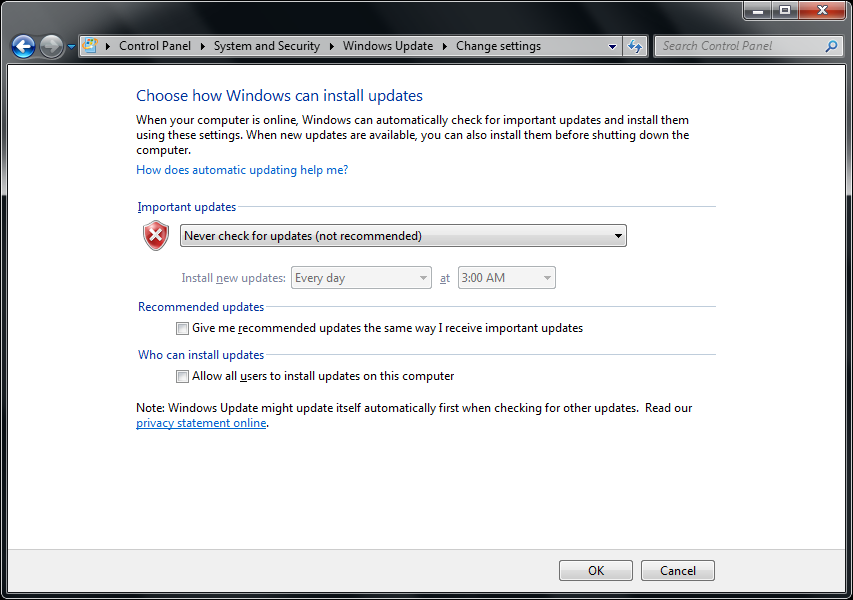 Windows 7 - Stop Windows Update