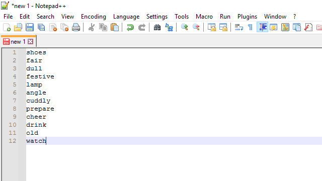 Unsorted Line in Notepad++