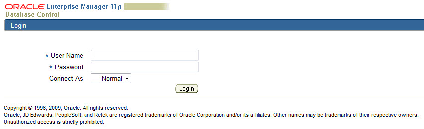 Oracle Enterprise Manager 11g - Normal Login