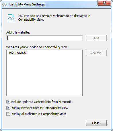 Internet Explorer - Compatibility View Setting