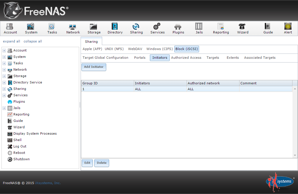 FreeNAS - Add iSCSI Initiator