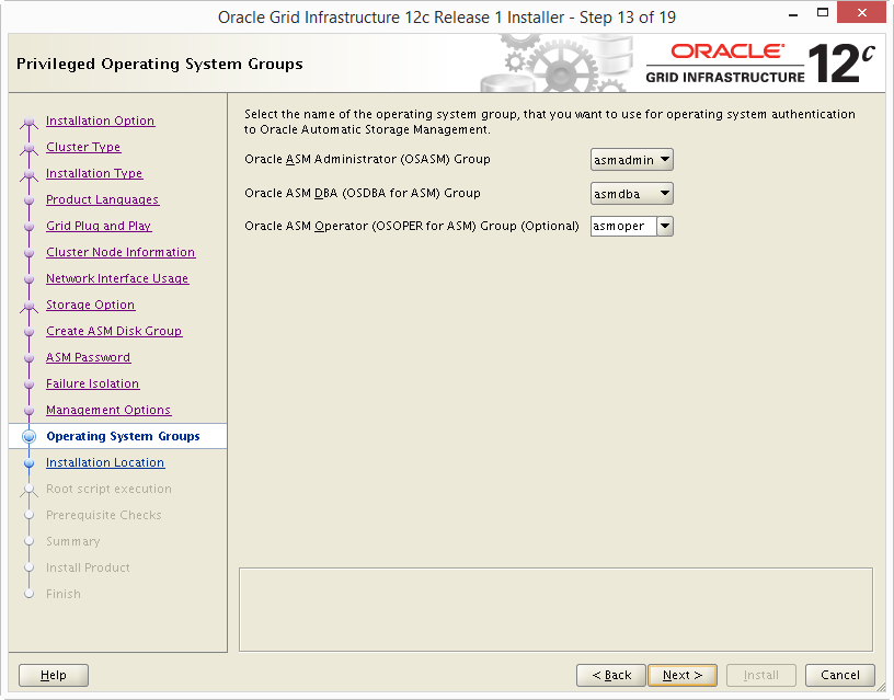 Install Oracle 12c Grid Infrastructure 13
