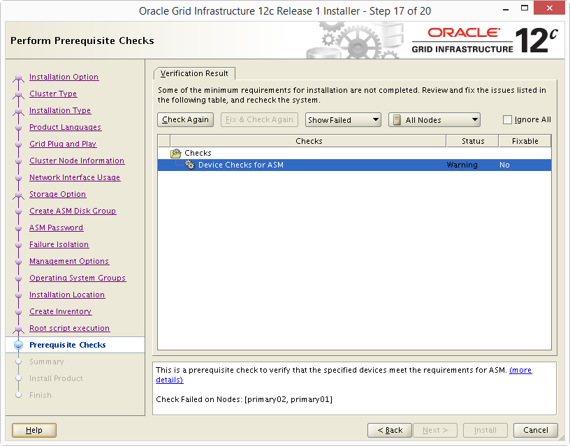 Install Oracle 12c Grid Infrastructure 18