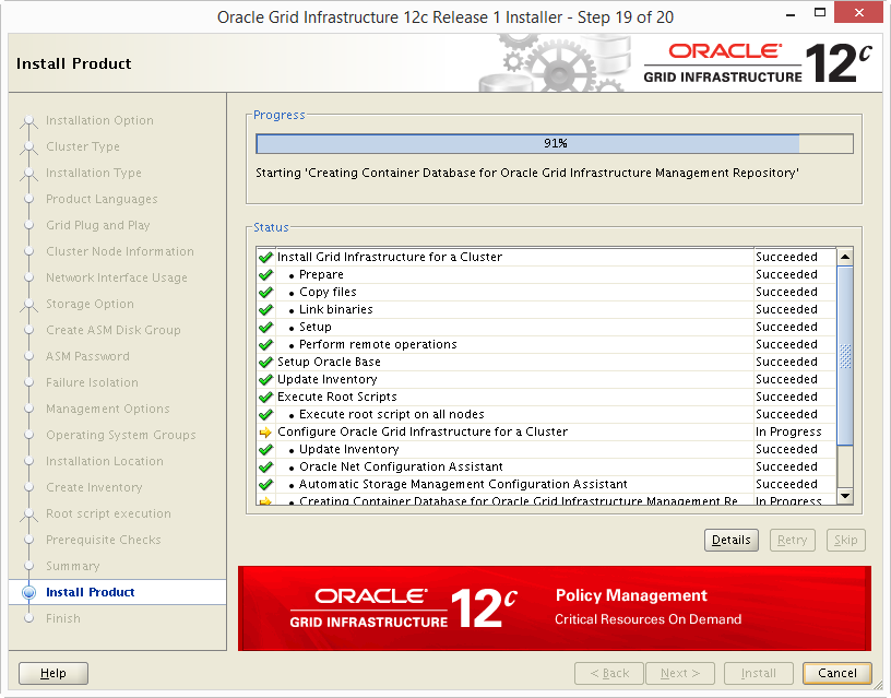 Install Oracle 12c Grid Infrastructure 20-02