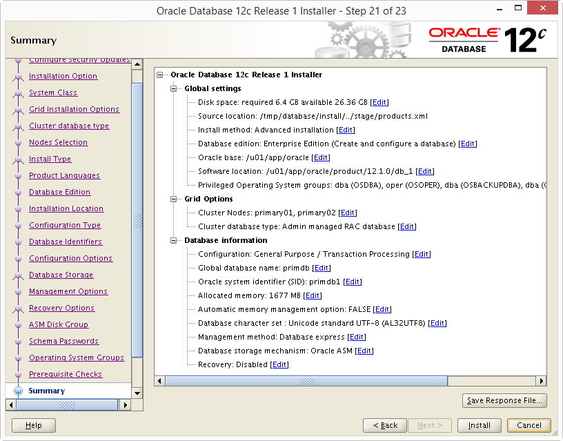 Install Oracle 12c RAC DB 21