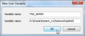 Windows 7 - Add a New Environment Variable TNS_ADMIN
