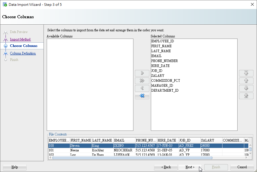 SQL Developer - Table Import Data - 3