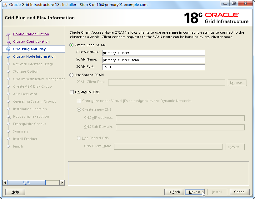 Oracle 18c Grid Infrastructure Installation - Grid Plug and Play Information