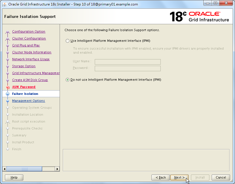 Oracle 18c Grid Infrastructure Installation - Failure Isolation Support