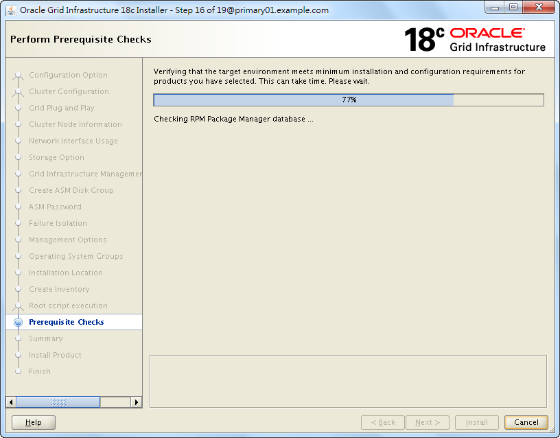 Oracle 18c Grid Infrastructure Installation - Perform Prerequisite Checks