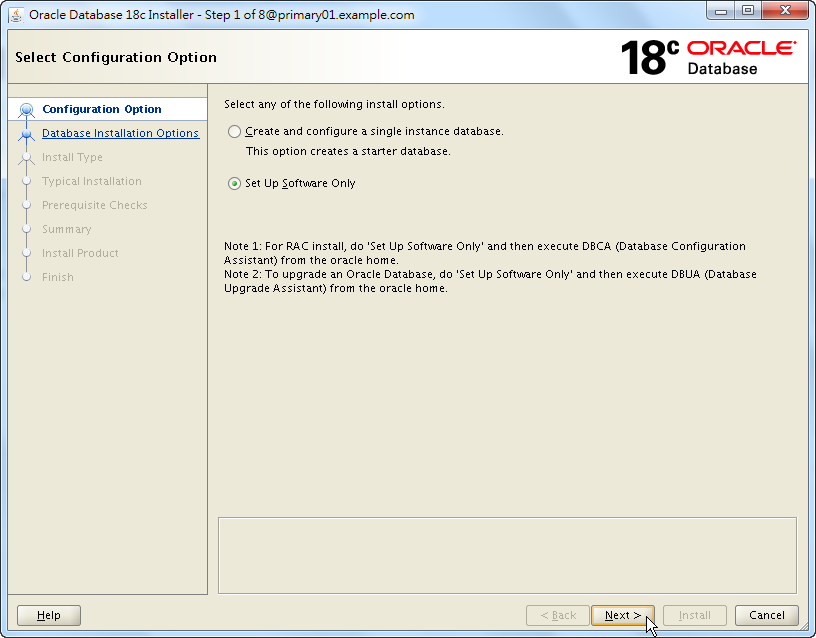Oracle 18c RAC Software Installation - Select Configuration Option