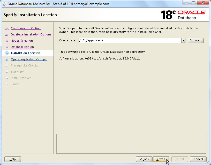 Oracle 18c RAC Software Installation - Select Installation Location