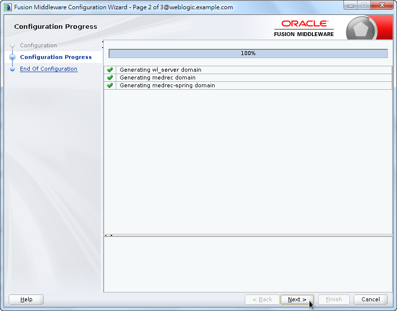 Oracle Fusion Middleware Configuration Wizard - Configuring