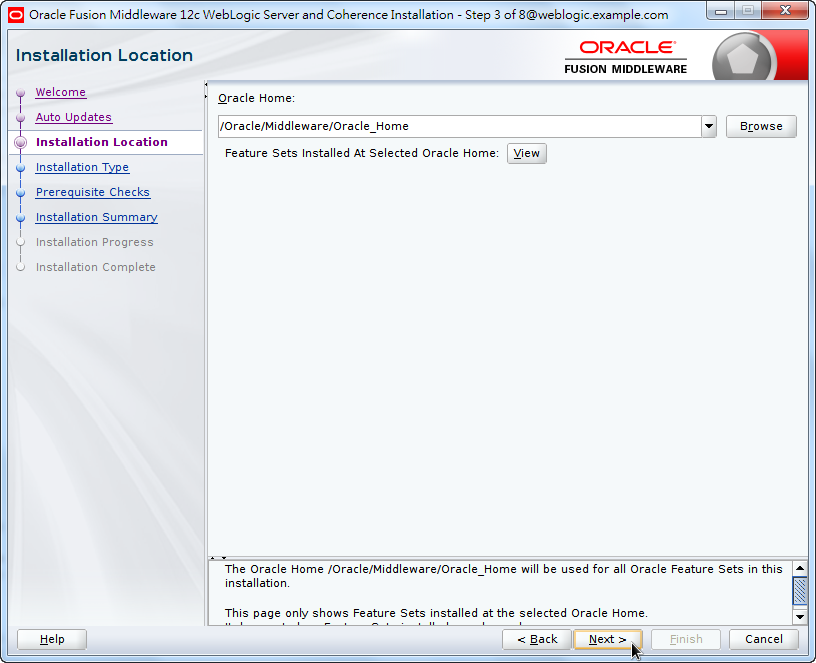 Oracle Fusion Middleware 12c WebLogic Installation - Determine the Location of Oracle Home