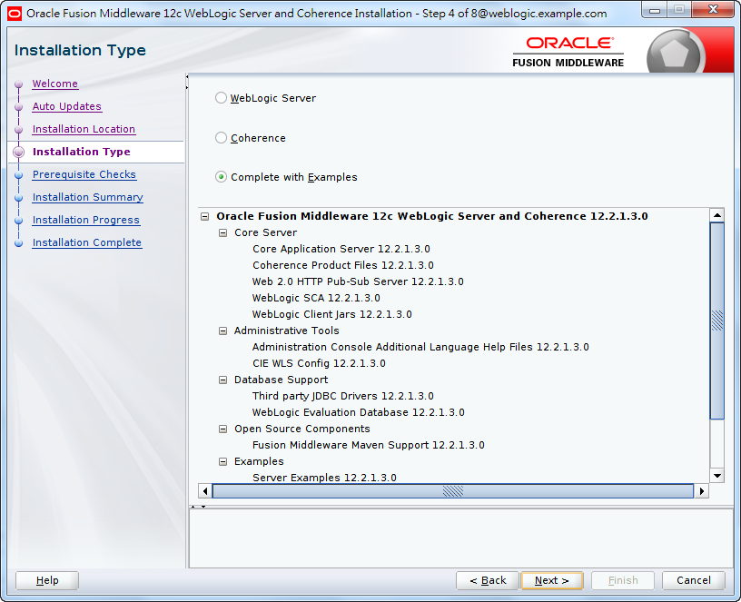 Oracle Fusion Middleware 12c WebLogic Installation - Installation Type -Complete with Examples 1/2