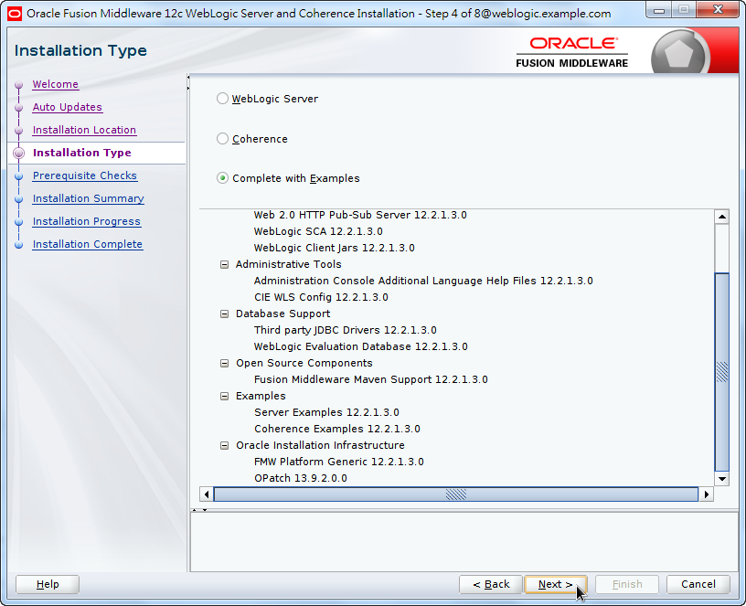 Oracle Fusion Middleware 12c WebLogic Installation - Installation Type -Complete with Examples 2/2