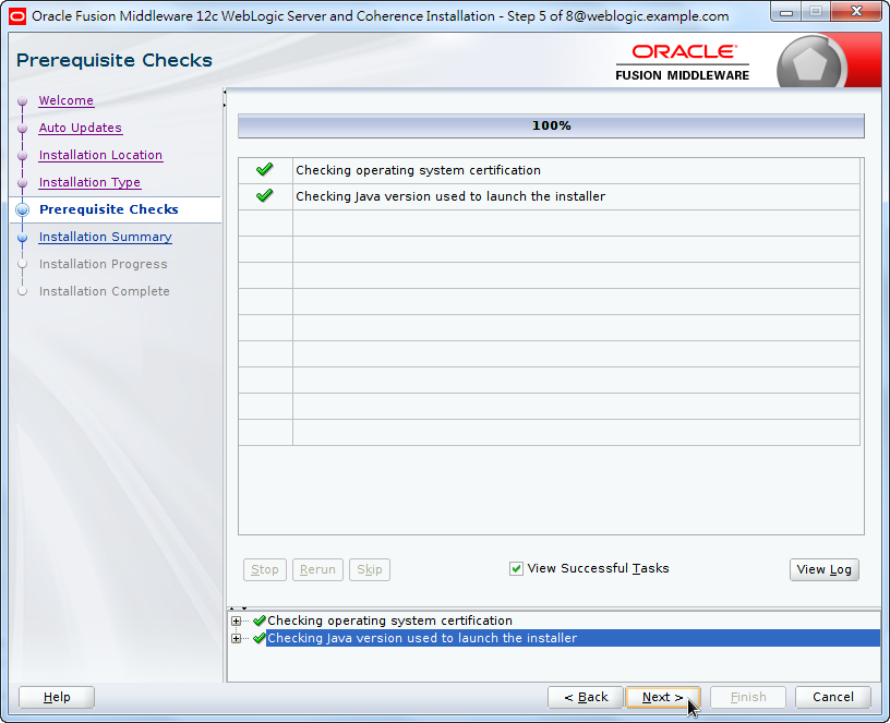 Oracle Fusion Middleware 12c WebLogic Installation - Prerequisite Checks