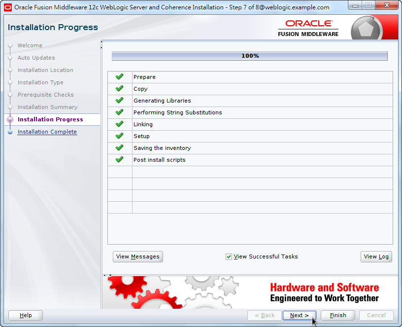 Oracle Fusion Middleware 12c WebLogic Installation - Installing Product