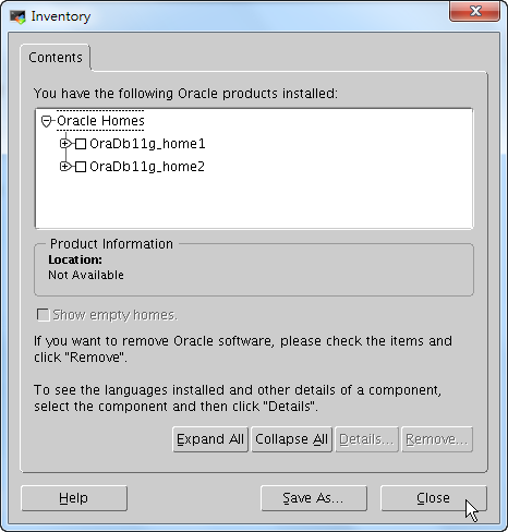 Oracle Home OUI Bin runInstaller - Installed Products