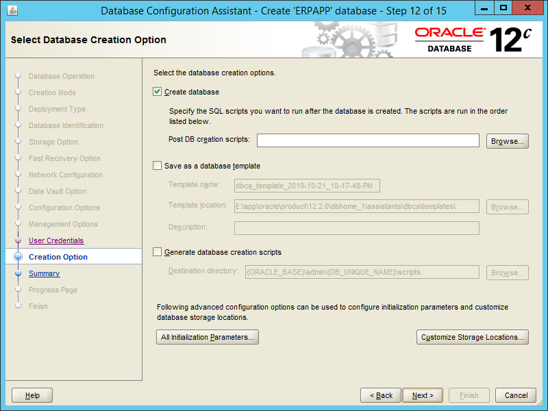 Oracle DBCA 12.2 - Step 12