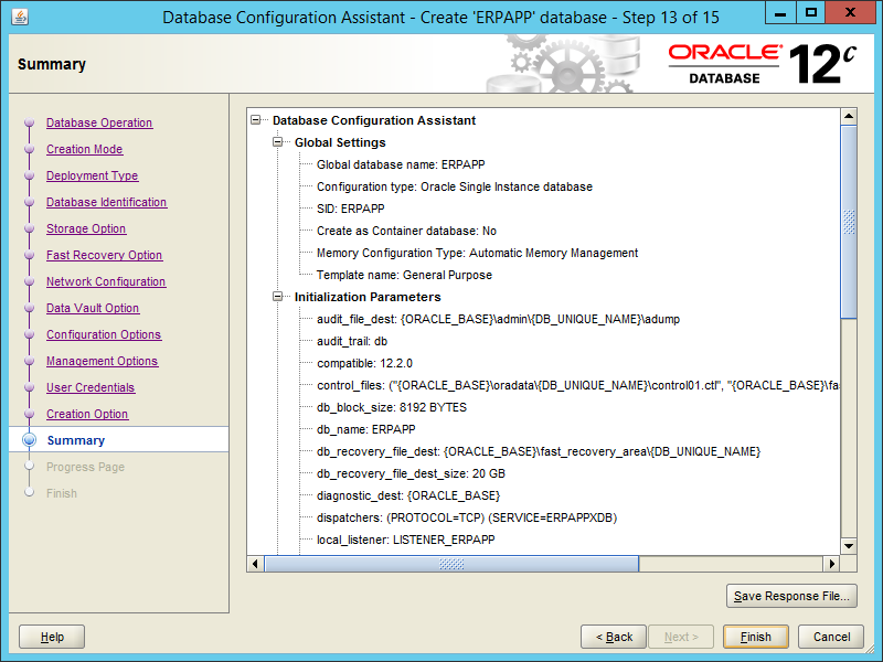 Oracle DBCA 12.2 - Step 13