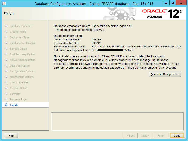 Oracle DBCA 12.2 - Step 15
