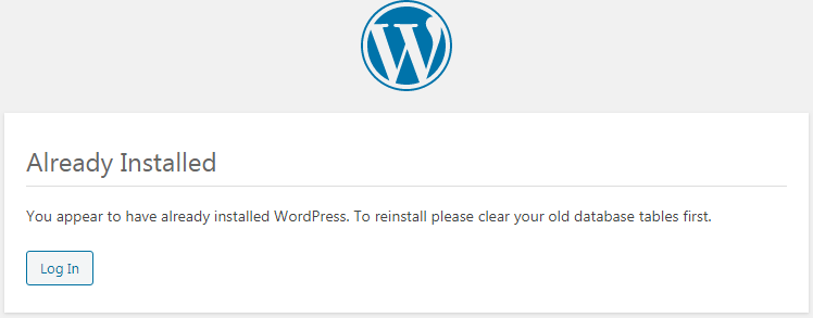 WordPress - Already Installed