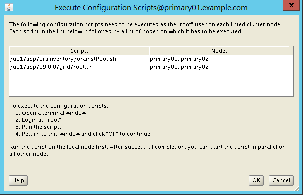 Oracle 19c Grid Infrastructure Installation - Execute Configuration Scripts Manually