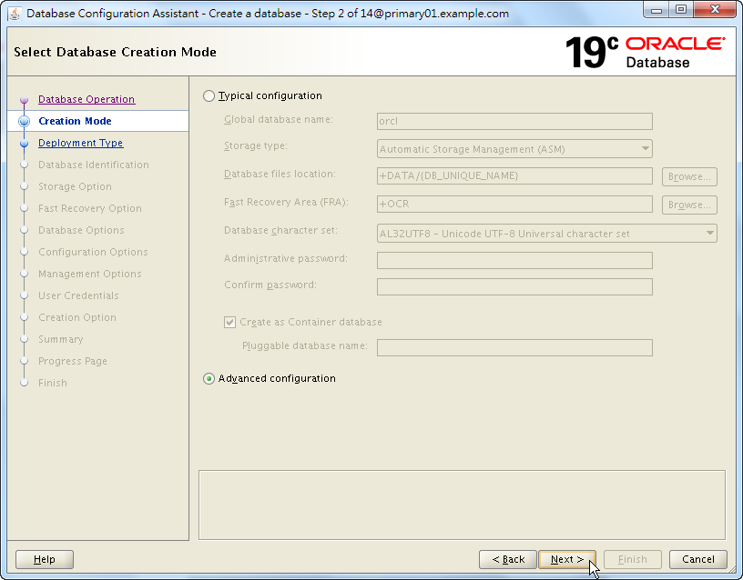 Oracle 19c Database Creation by DBCA - 02