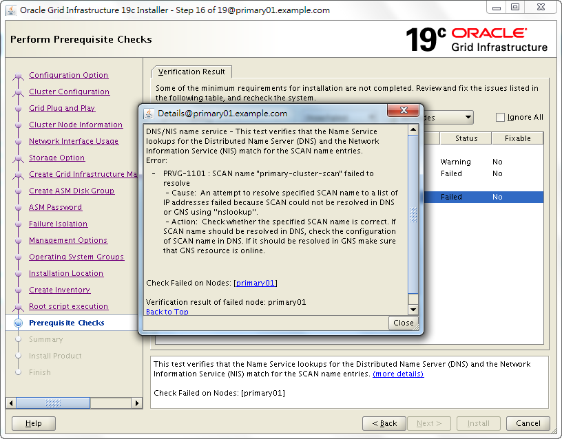 Oracle 19c Grid Infrastructure Installation - PRVG-1101