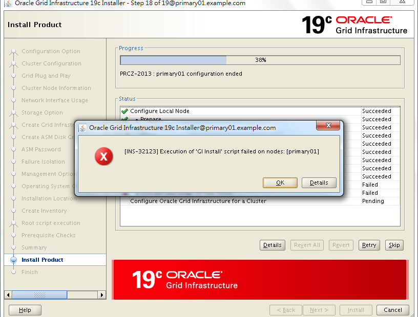 Oracle Grid Infrastructure 19c Installation - INS-32123