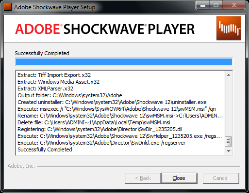 Shockwave Player Installation