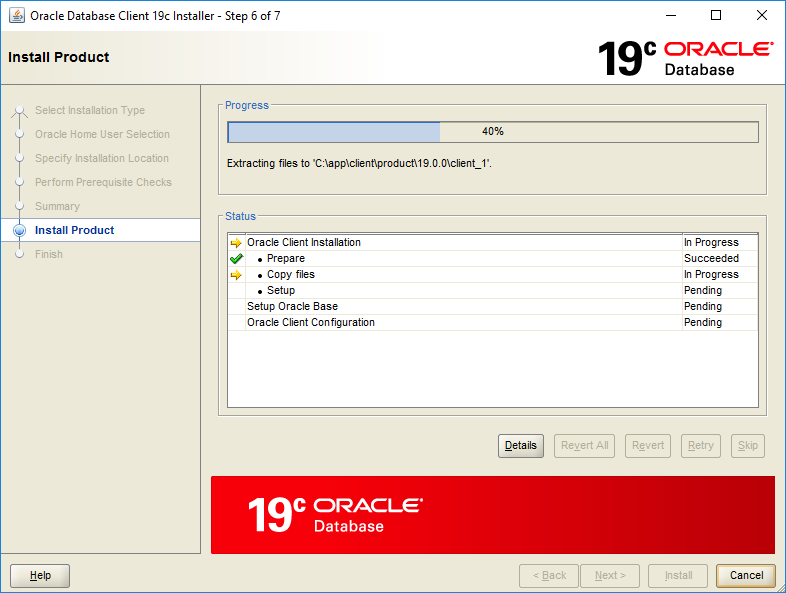 Oracle Client 19c Installation - Step 6 - Install Product