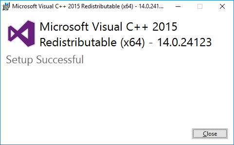 Finish Installing Microsoft Visual C++ 2015 Redistributable