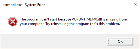 System Error - The program can't start because VCRUNTIME140.dll is missing from your computer