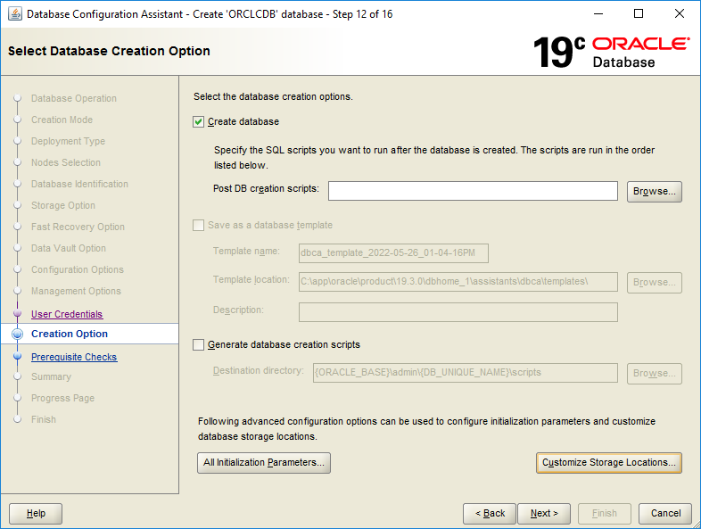 Create Oracle Database 19c - 12