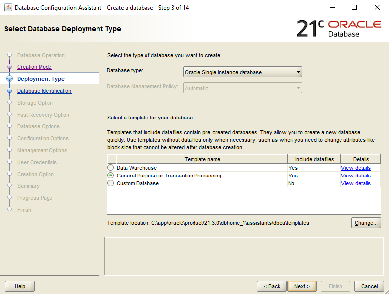 Oracle Database 21.3 Creation - 03