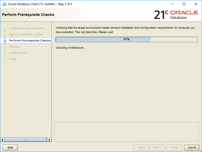 Oracle Client Home 21c Installation - 03 - Perform Prerequisite Check