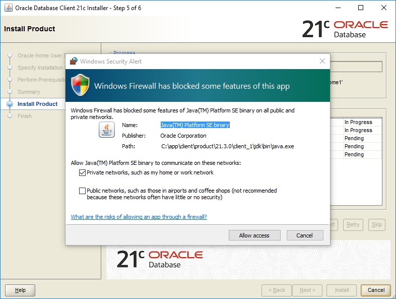 Oracle Client Home 21c Installation - 05 - Install the Product - Java Access