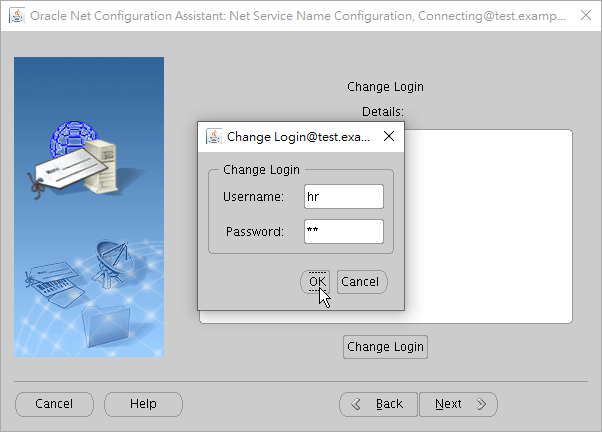 NETCA - Local Net Service Name - Input User Credential for Connection Test