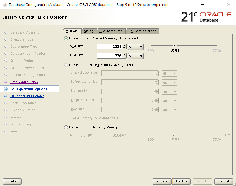 Create Database 21c by DBCA